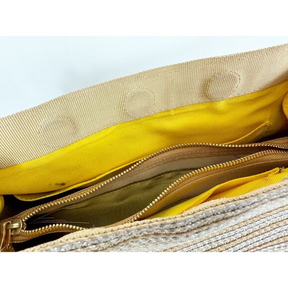 Eric Javits NY Womens Metallic Raffia Double Chain-Link Strap Purse Gold Silver - Picture 9 of 12